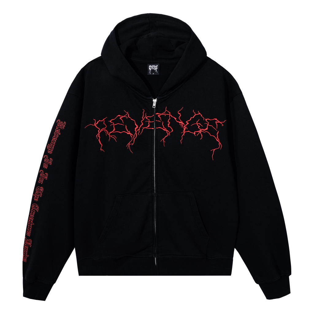 LIGHTNING LOGO EMBROIDERED ZIP BLACK/RED