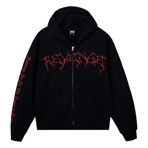 LIGHTNING LOGO EMBROIDERED ZIP BLACK/RED