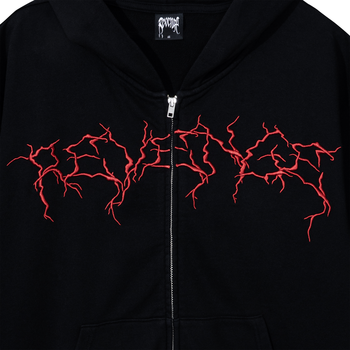 LIGHTNING LOGO EMBROIDERED ZIP BLACK/RED