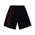 LIGHTNING LOGO EMBROIDERED SWEATSHORTS BLACK/RED