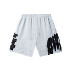 RAW EDGE ARCH LOGO EMBROIDERED SWEATSHORTS HEATHER GREY/BLACK