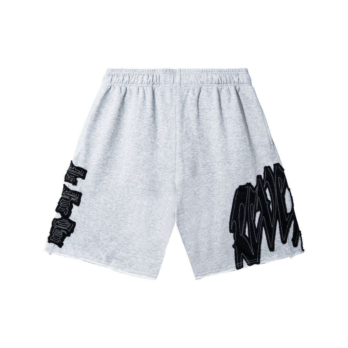 RAW EDGE ARCH LOGO EMBROIDERED SWEATSHORTS HEATHER GREY/BLACK