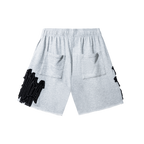 RAW EDGE ARCH LOGO EMBROIDERED SWEATSHORTS HEATHER GREY/BLACK