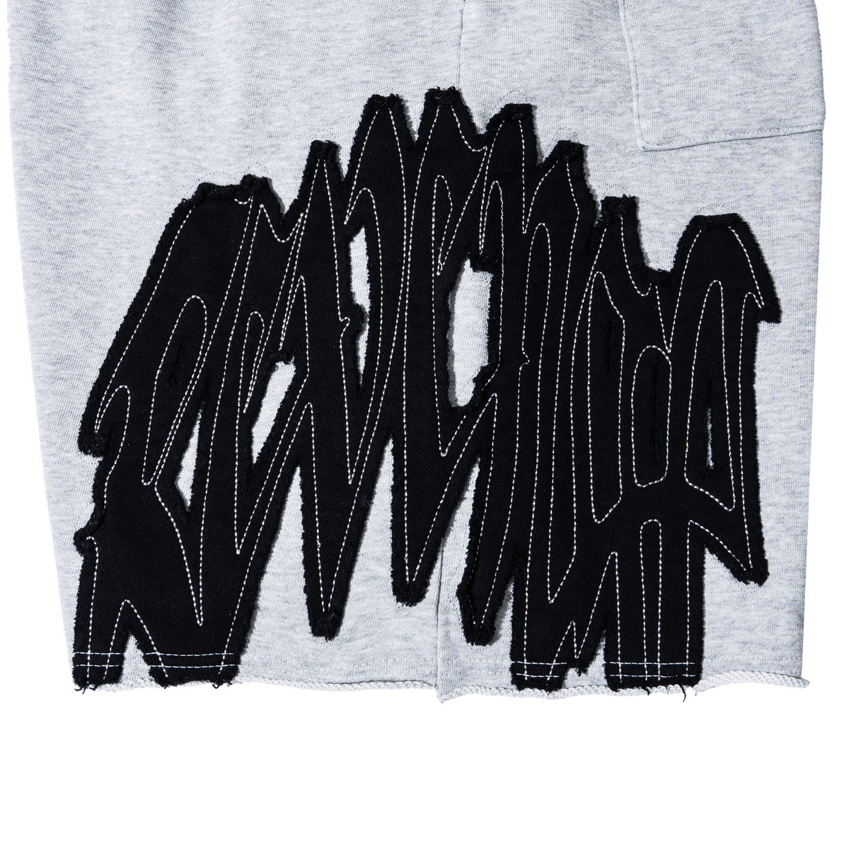 RAW EDGE ARCH LOGO EMBROIDERED SWEATSHORTS HEATHER GREY/BLACK