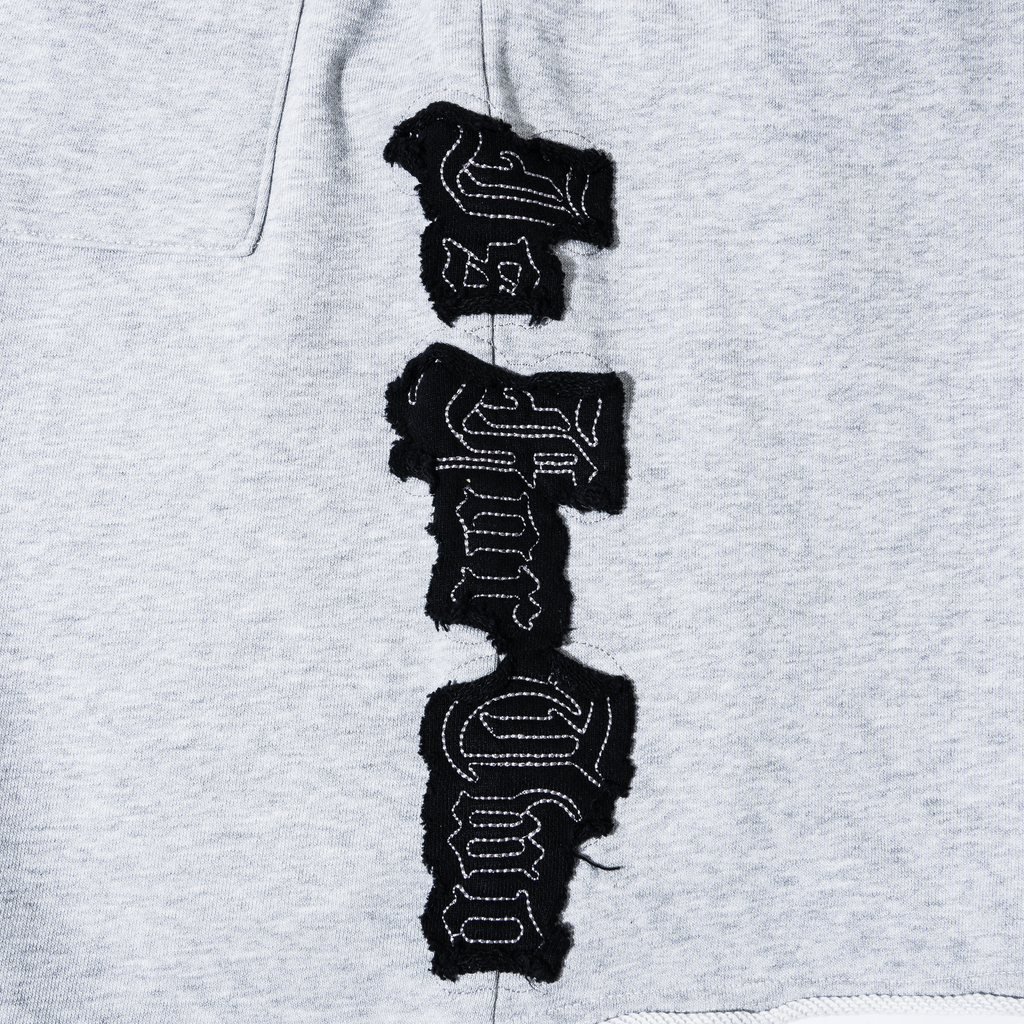 RAW EDGE ARCH LOGO EMBROIDERED SWEATSHORTS HEATHER GREY/BLACK