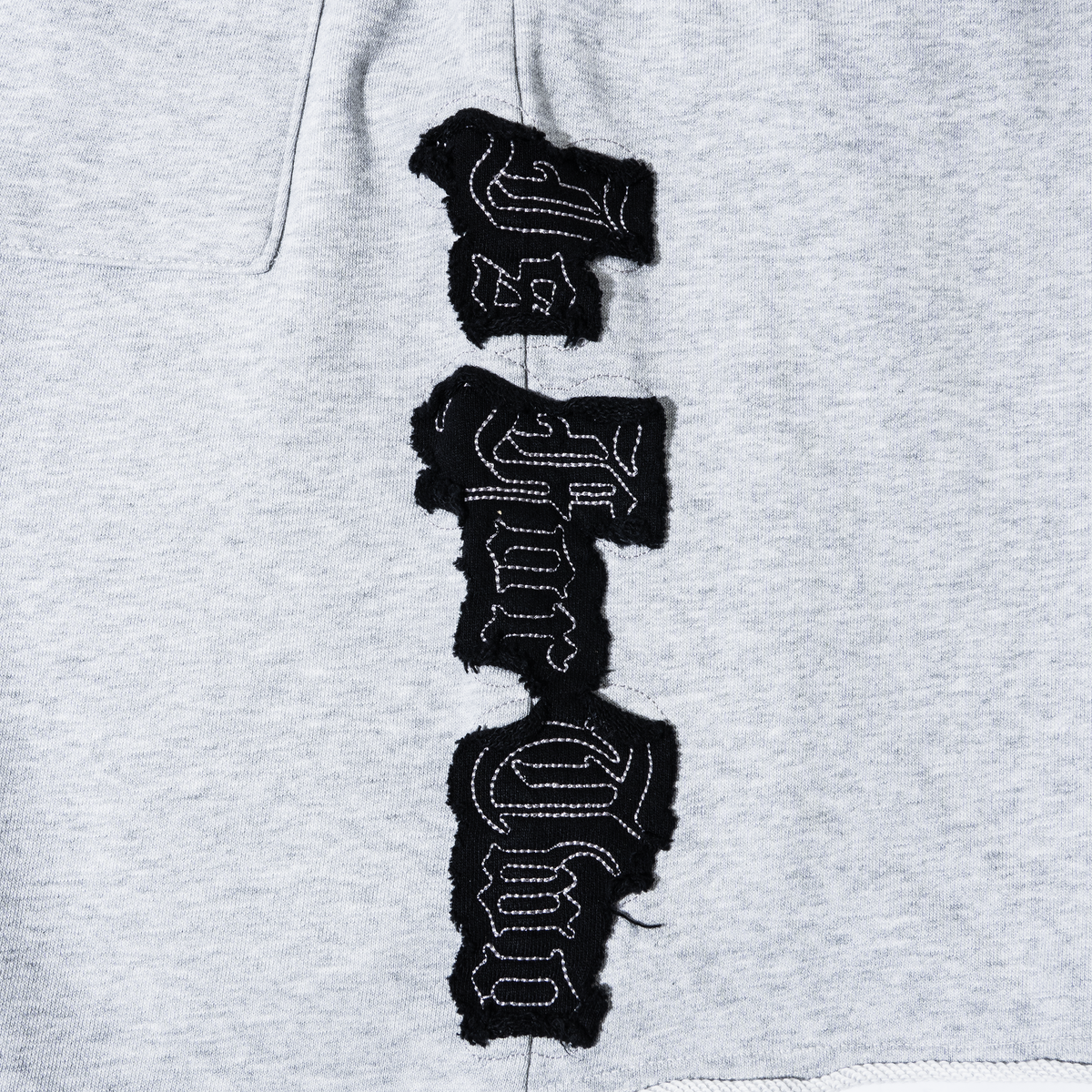 RAW EDGE ARCH LOGO EMBROIDERED SWEATSHORTS HEATHER GREY/BLACK