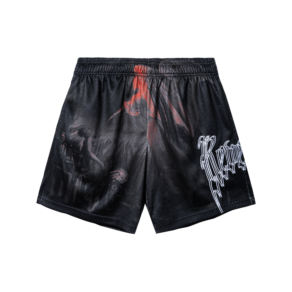 ANGEL OF DEATH MESH SHORTS BLACK/WHITE
