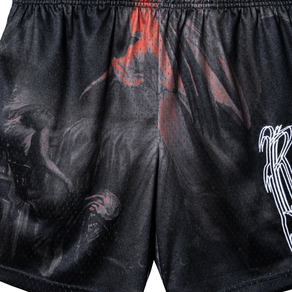 ANGEL OF DEATH MESH SHORTS BLACK/WHITE