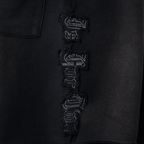 RAW EDGE ARCH LOGO EMBROIDERED SWEATSHORTS WASHED BLACK