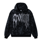 LEOPARD PRINT EMBROIDERED HOODIE BLACK