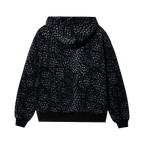 LEOPARD PRINT EMBROIDERED HOODIE BLACK