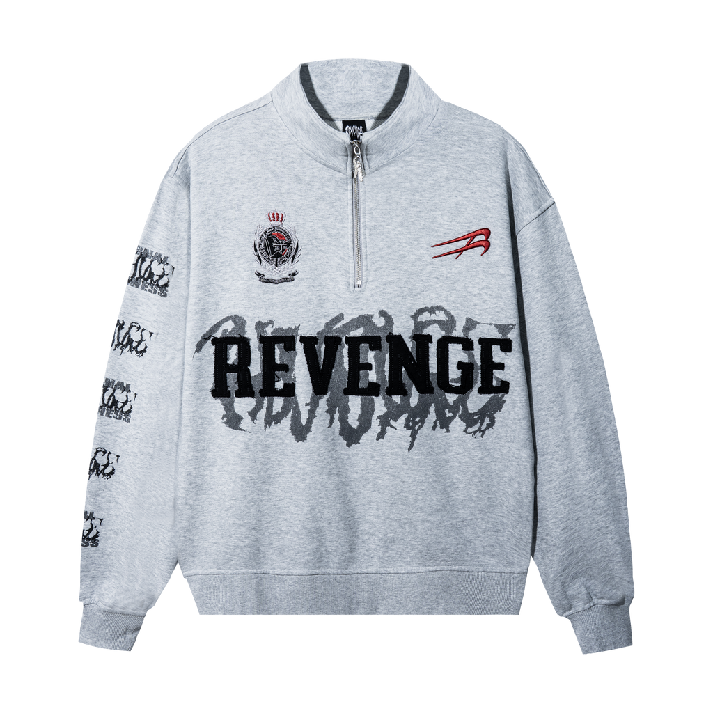 WACO EMBROIDERED QUARTER ZIP HEATHER GREY
