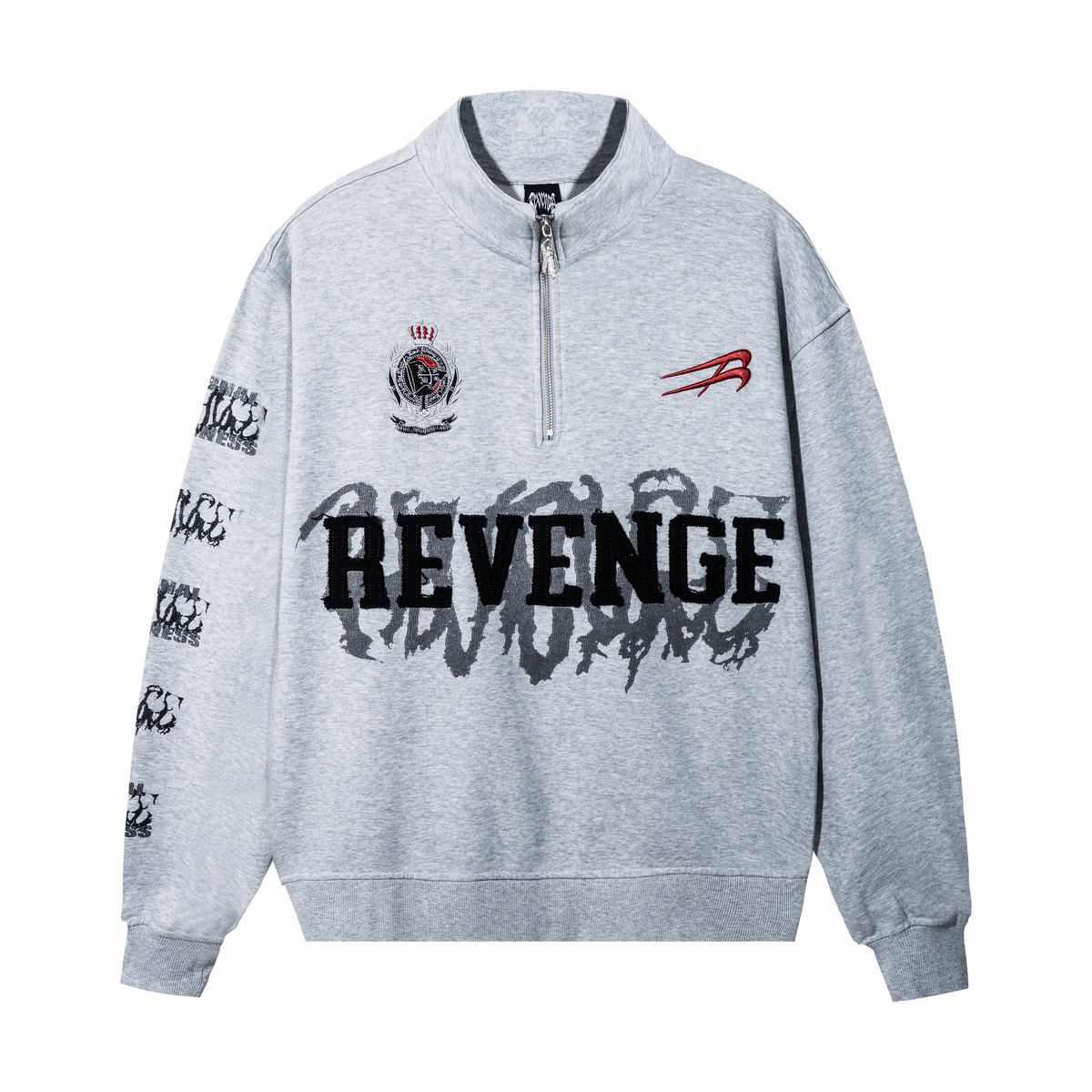 WACO EMBROIDERED QUARTER ZIP HEATHER GREY