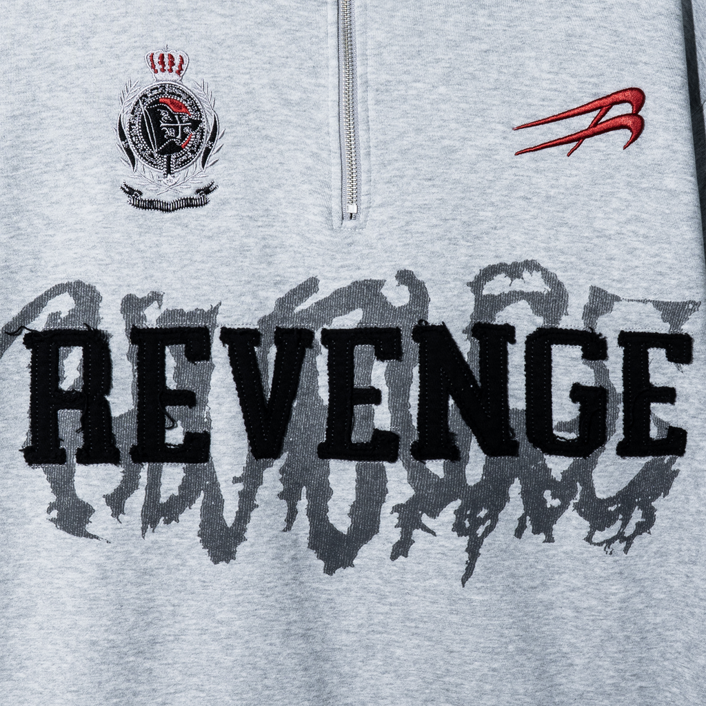 WACO EMBROIDERED QUARTER ZIP HEATHER GREY
