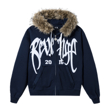 Load image into Gallery viewer, ARCH LOGO FUR ZIP NAVY/WHITE
