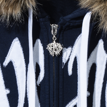 Load image into Gallery viewer, ARCH LOGO FUR ZIP NAVY/WHITE
