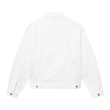 Load image into Gallery viewer, WHITE EMBROIDERED LOGO DENIM JACKET
