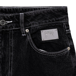 SKULL PATCH DENIM PANT BLACK