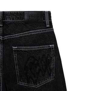 SKULL PATCH DENIM PANT BLACK