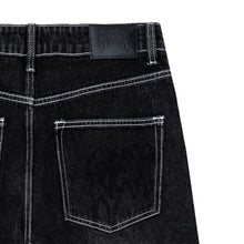 Load image into Gallery viewer, SPIKE CROSS EMBROIDERED DENIM PANT BLACK
