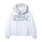 MANIFEST EMBROIDERED FUR ZIP WHITE