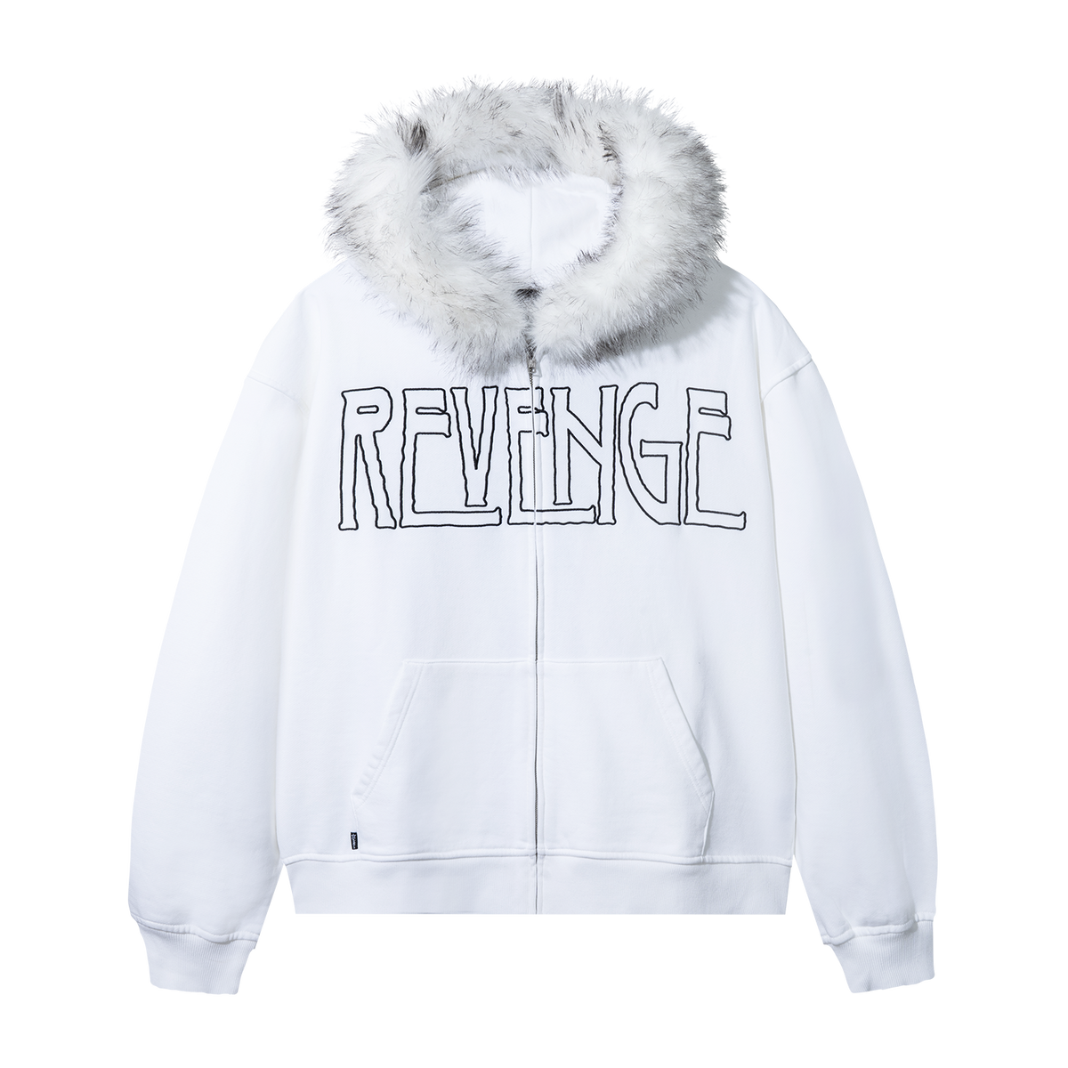 MANIFEST EMBROIDERED FUR ZIP WHITE