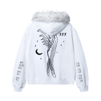 MANIFEST EMBROIDERED FUR ZIP WHITE
