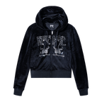 MIRROR BEJEWELED CROPPED ZIP BLACK