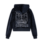 MIRROR BEJEWELED CROPPED ZIP BLACK