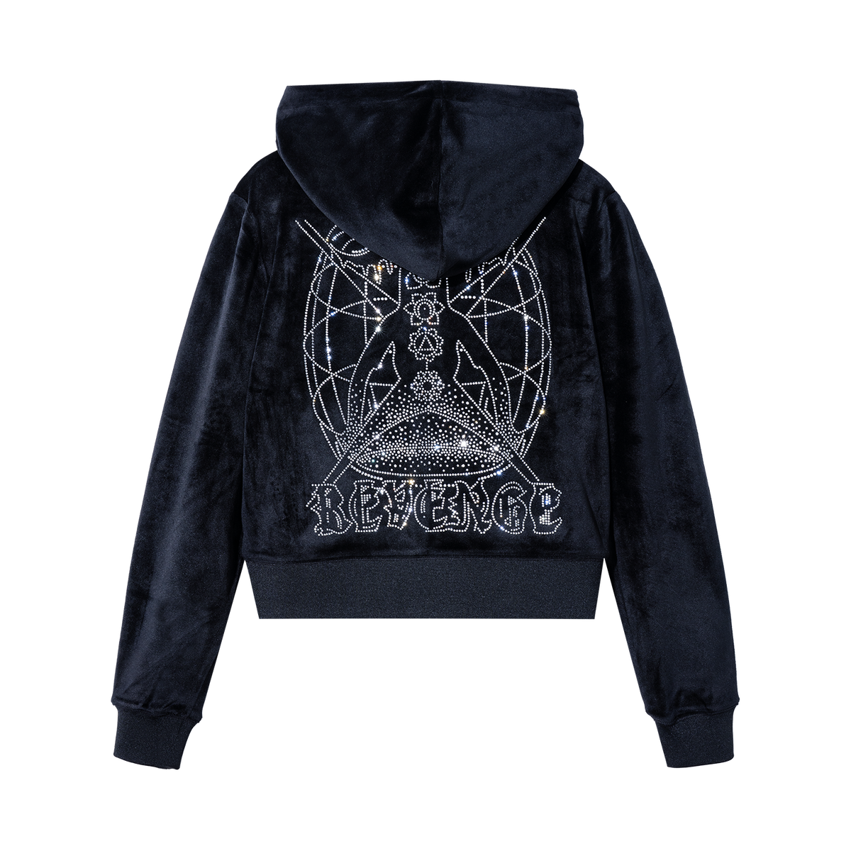 MIRROR BEJEWELED CROPPED ZIP BLACK