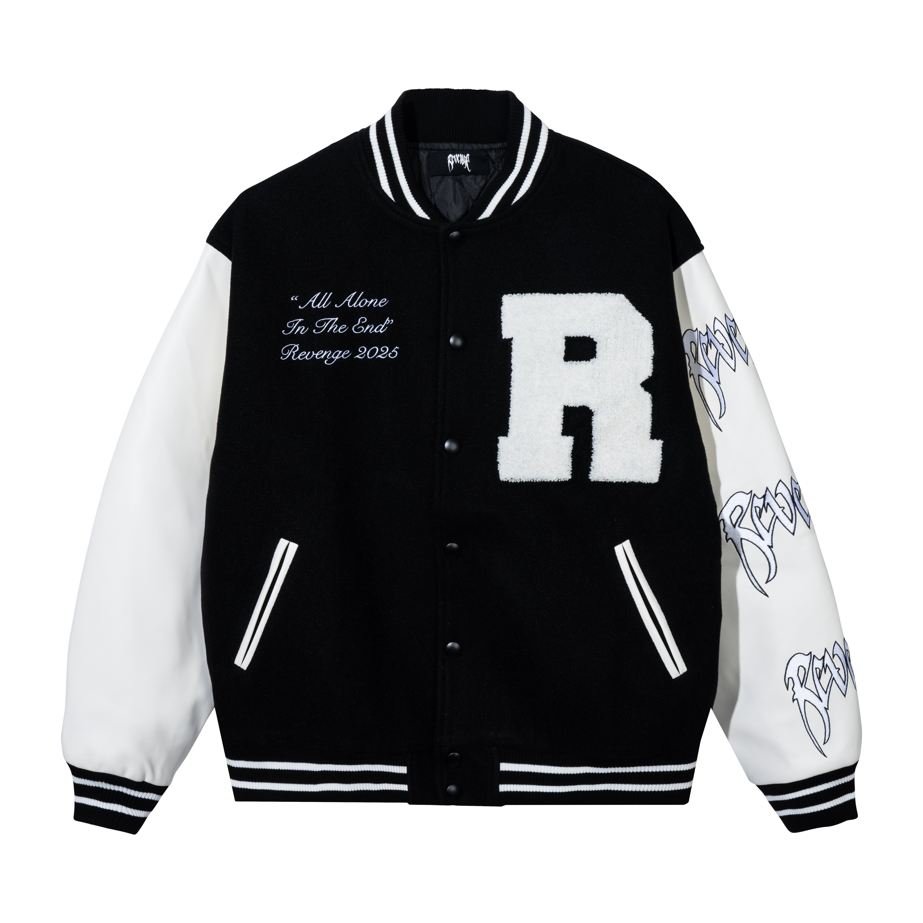 LEGACY VARSITY JACKET BLACK/WHITE – Revenge Official