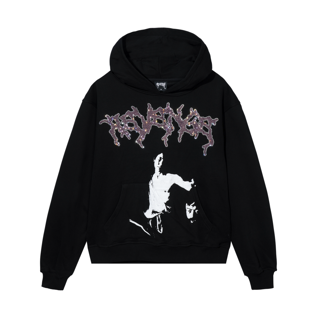 NINE MONTHS RHINESTONE HOODIE BLACK