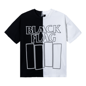 BLACK & WHITE FLAG SPLIT TEE