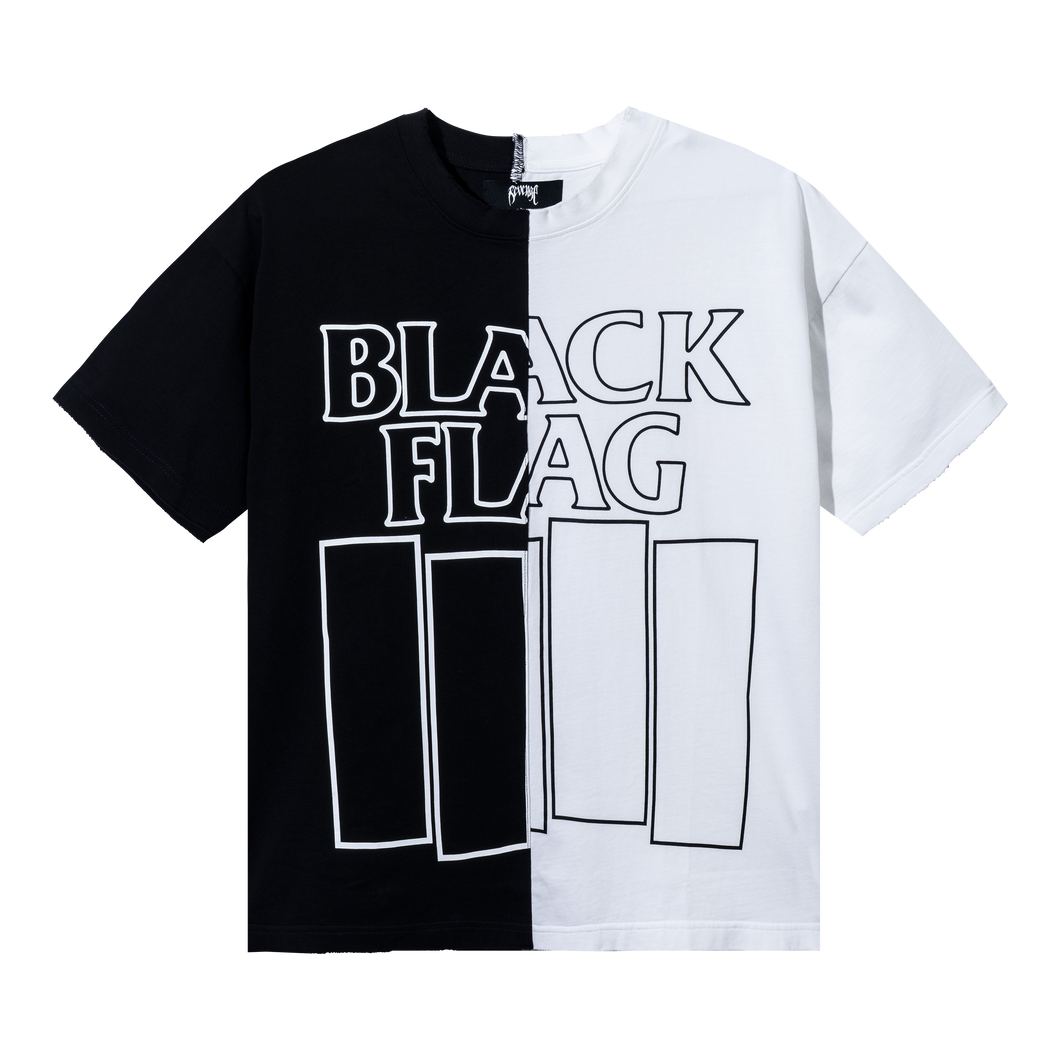 BLACK & WHITE FLAG SPLIT TEE