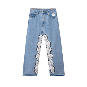 SKULL PATCH DENIM PANT INDIGO