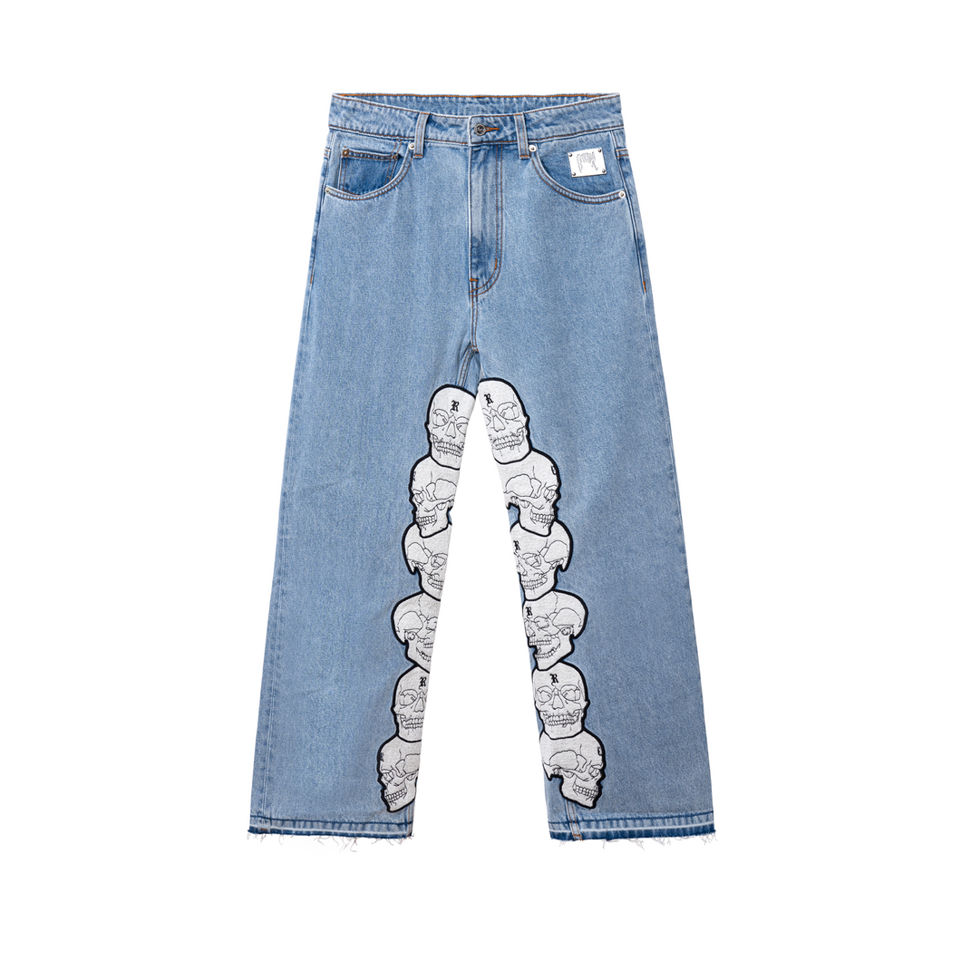 SKULL PATCH DENIM PANT INDIGO