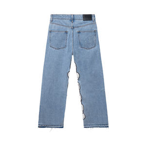 SKULL PATCH DENIM PANT BLACK