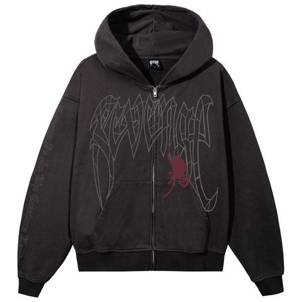 SPIDER ARCH ZIP WASHED GREY/RED