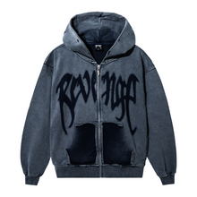 Load image into Gallery viewer, STENCIL LOGO ZIP VINTAGE WASHED NAVY
