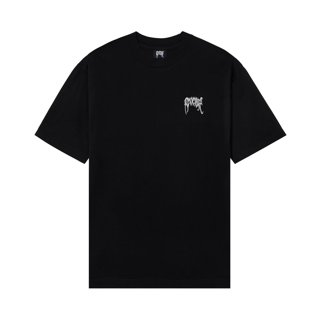 WHITE EMBROIDERED BASIC TEE BLACK